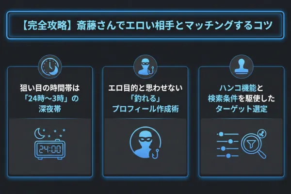 【完全攻略】斎藤さんでエロい相手とマッチングするコツ