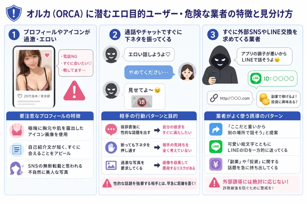 オルカ（ORCA）に潜むエロ目的ユーザー・危険な業者の特徴と見分け方